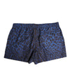 Dolce & Gabbana Blue Leopard Print Polyester Elastic Waistband Swimwear