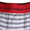 Dolce & Gabbana White Striped Cotton Red Waistband Shorts Swimwear