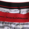 Dolce & Gabbana White Striped Cotton Red Waistband Shorts Swimwear