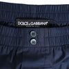 Dolce & Gabbana Navy Blue Cotton Elastic Waistband Button Swimwear