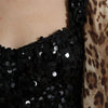 Dolce & Gabbana Leopard Print Silk Sequin Ruffle Maxi Dress