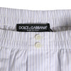 Dolce & Gabbana White Blue Cotton Striped Button Fly Shorts Swimwear