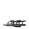 Versace Black Leather Flip-Flop Sandals
