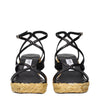 Jimmy Choo Black Leather Wedge Sandals