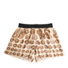 Dolce & Gabbana Brown Ancient Coin Print Silk Shorts Swimwear