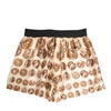 Dolce & Gabbana Brown Ancient Coin Print Silk Shorts Swimwear