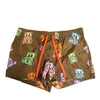Dolce & Gabbana Brown Multicolor Teddy Bear Men Shorts Swimwear