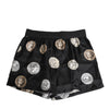 Dolce & Gabbana Black Silk Ancient Coin Print Boxer Short Swimwear