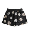 Dolce & Gabbana Black Silk Ancient Coin Print Boxer Short Swimwear