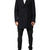 Dolce & Gabbana Dark Blue Wool Men Jacket Coat Blazer Suit