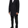 Dolce & Gabbana Dark Blue Wool Men Jacket Coat Blazer Suit