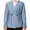 Dolce & Gabbana Light Blue Linen Double Breasted Men Jacket Blazer