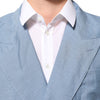 Dolce & Gabbana Light Blue Linen Double Breasted Men Jacket Blazer