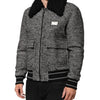 Dolce & Gabbana Gray Wool Herringbone Shearling Collar Bomber Jacket