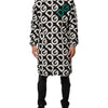 Dolce & Gabbana Black White Logo Print Hooded Coat Men Jacket