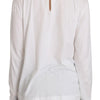Dolce & Gabbana White Cotton Longsleeve Collared Blouse