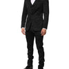 Dolce & Gabbana Black 3 Piece Brocade Jacquard Suit MARTINI