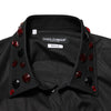 Dolce & Gabbana Black Cotton Embellished Collar Men’s Shirt