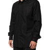 Dolce & Gabbana Black Cotton Embellished Collar Men’s Shirt