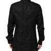 Dolce & Gabbana Black Cotton Embellished Collar Men’s Shirt
