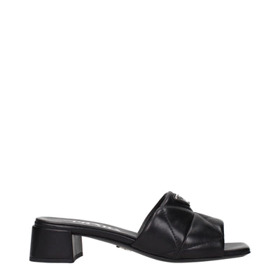 Prada Black Leather Flat Sandals
