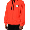 Dolce & Gabbana Red Fluorescent Polyester Logo Patch Hoodie Sweater