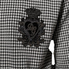 Dolce & Gabbana Black White Houndstooth Wool Crest Jacket Sweater