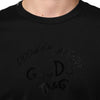 Dolce & Gabbana Black Cotton Velvet Logo Print Men T-shirt