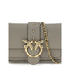PINKO Gray Calf Leather Bos Taurus Shoulder Bag