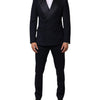 Dolce & Gabbana Black Wool 3 Piece Slim Fit Formal Men Suit