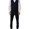 Dolce & Gabbana Black Wool 3 Piece Slim Fit Formal Men Suit
