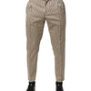 Dolce & Gabbana Beige Black Striped Cotton Slim Fit Trousers Pants