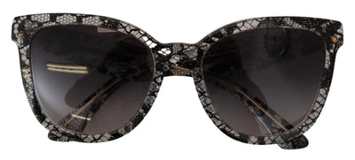 Dolce &amp; Gabbana DG4190 Schwarze runde Sonnenbrille aus Acetat mit Kristallbesatz und Spitze