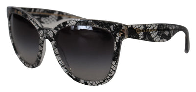 Dolce &amp; Gabbana DG4190 Schwarze runde Sonnenbrille aus Acetat mit Kristallbesatz und Spitze