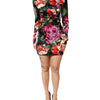 Dolce &amp; Gabbana Schwarzes, figurbetontes Minikleid mit Blumenmuster von Fiori Pittorici