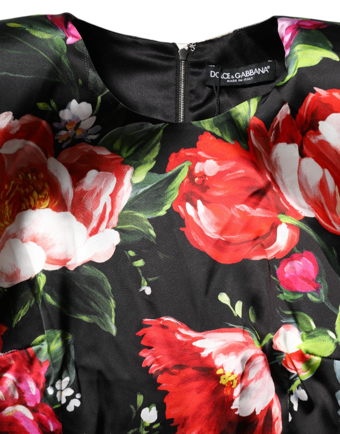 Dolce &amp; Gabbana Schwarzes, figurbetontes Minikleid mit Blumenmuster von Fiori Pittorici