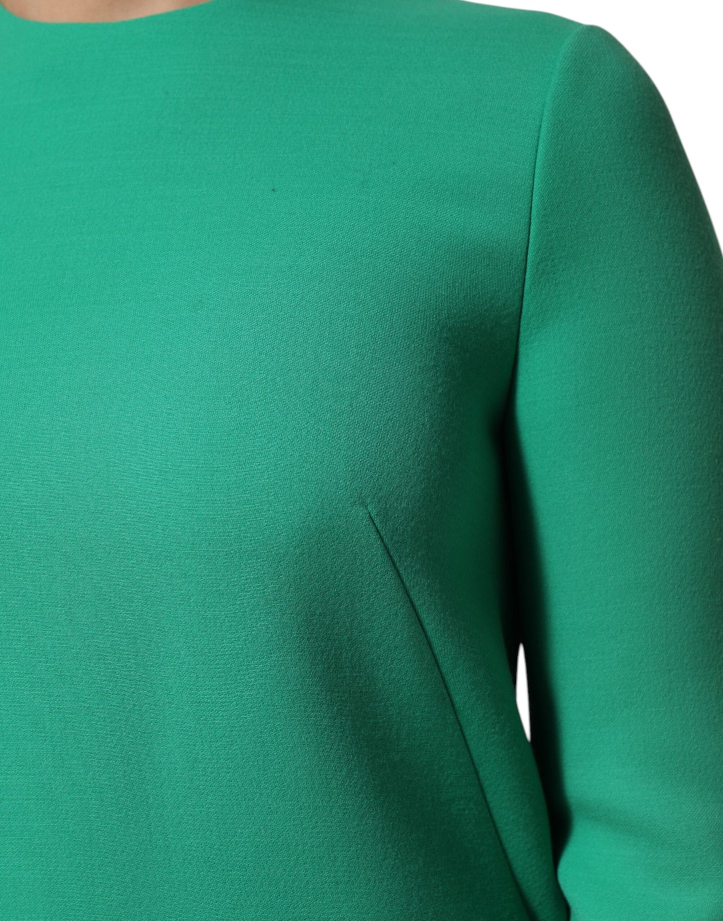 Dolce &amp; Gabbana Grünes Minikleid aus Viskoseacetat mit langen Ärmeln