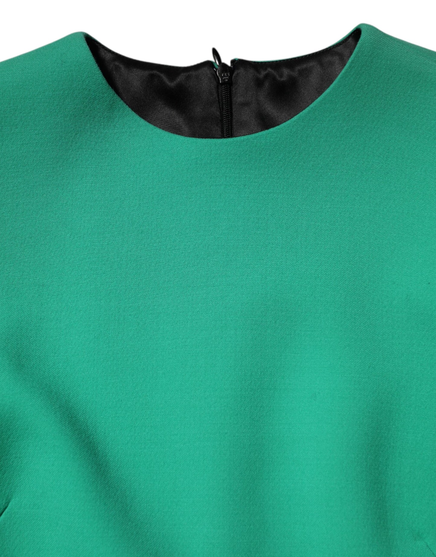 Dolce &amp; Gabbana Grünes Minikleid aus Viskoseacetat mit langen Ärmeln