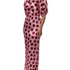 Dolce & Gabbana Pink Red Polka Dot Silk Satin Maxi Gown Dress