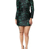 Dolce & Gabbana Black Green Metallic Jacquard Mini Long Dress