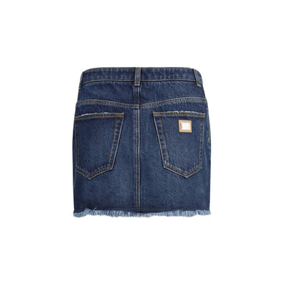 Dolce & Gabbana Blue Cotton Mini Skirt