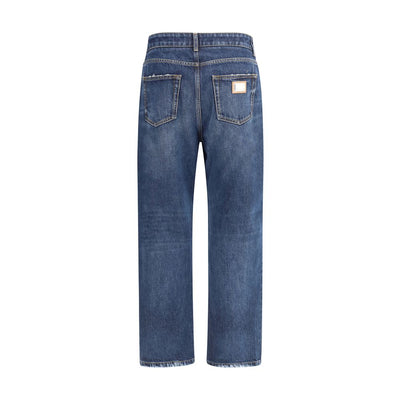 Dolce &amp; Gabbana Boyfriend-Jeans aus blauer Baumwolle