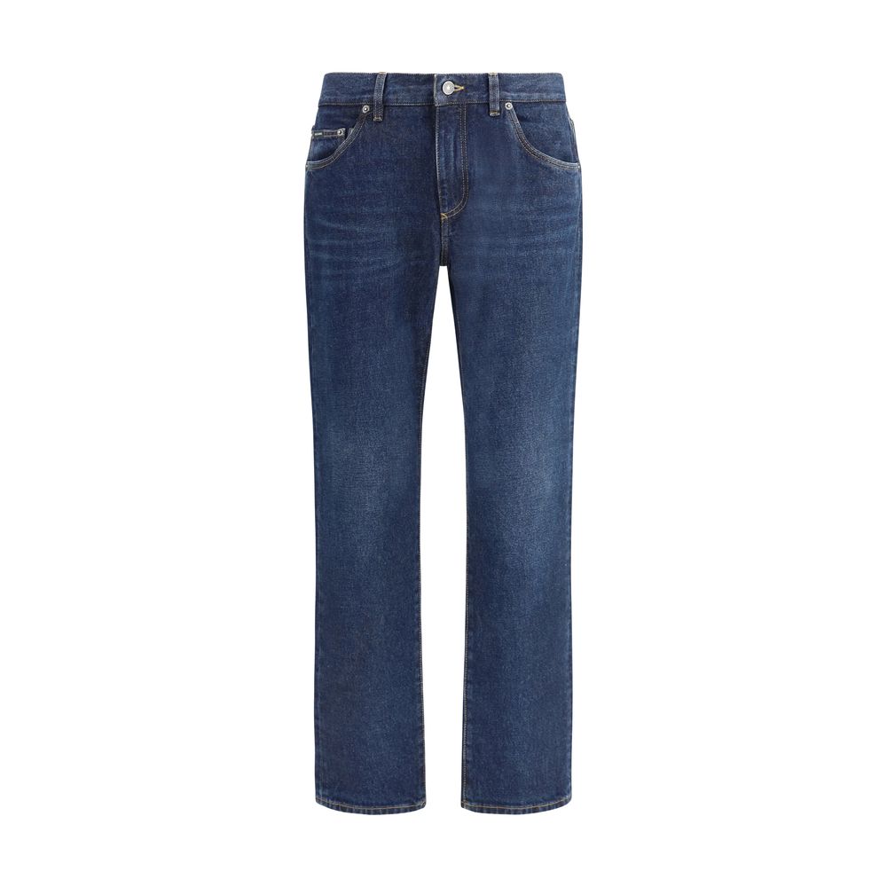Dolce &amp; Gabbana Jeans aus blauer Baumwolle mit geradem Bein