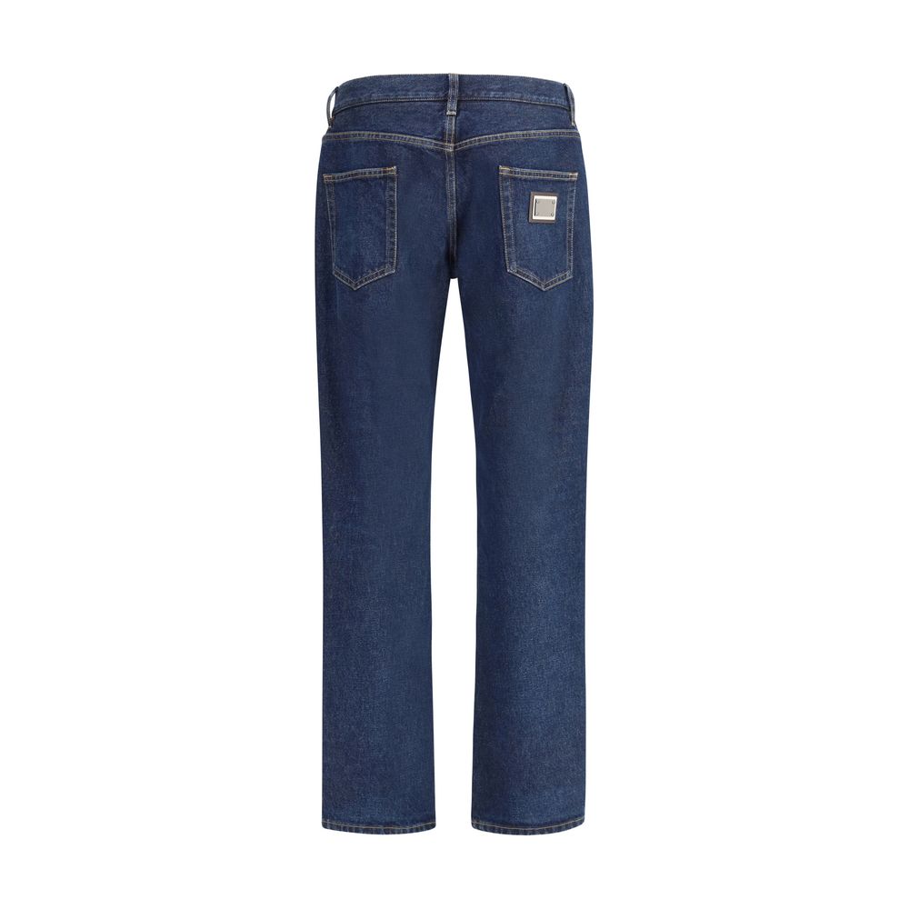 Dolce &amp; Gabbana Jeans aus blauer Baumwolle mit geradem Bein