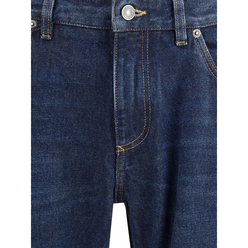Dolce &amp; Gabbana Jeans aus blauer Baumwolle mit geradem Bein