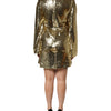 Dolce & Gabbana Gold Sequin Long Sleeve Mini Dress