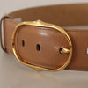 Costume National Brown Leather Gold Metal Oval Buckle Belt