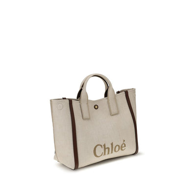 Chloé Schultertasche aus beigefarbener Baumwolle