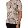 Dolce &amp; Gabbana Beige Schwarze Seidenbluse mit Polka-Dots und kurzen Ärmeln