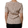 Dolce &amp; Gabbana Beige Schwarze Seidenbluse mit Polka-Dots und kurzen Ärmeln